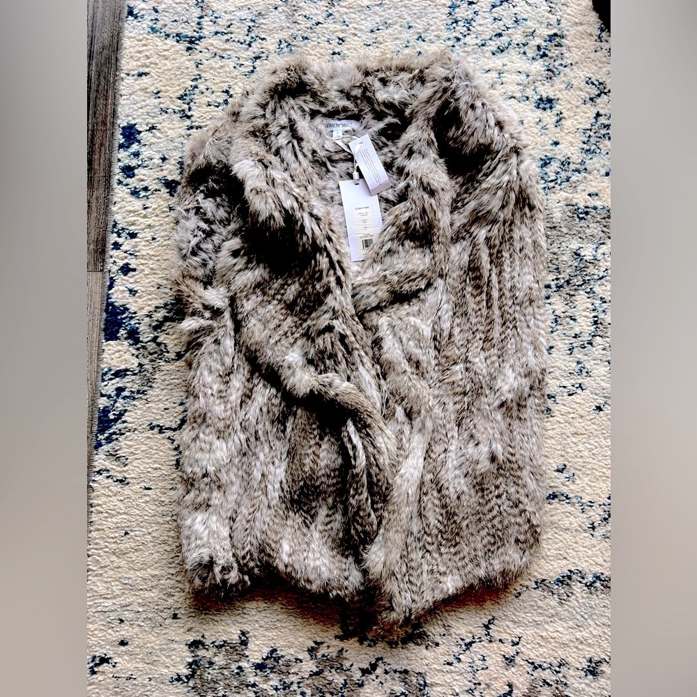 Elizabeth and James Rabbit fur vest